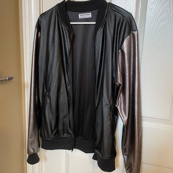 American Apparel Unisex Day Jacket - Black / Lamé Smoke Denim / M - Picture 2 of 3